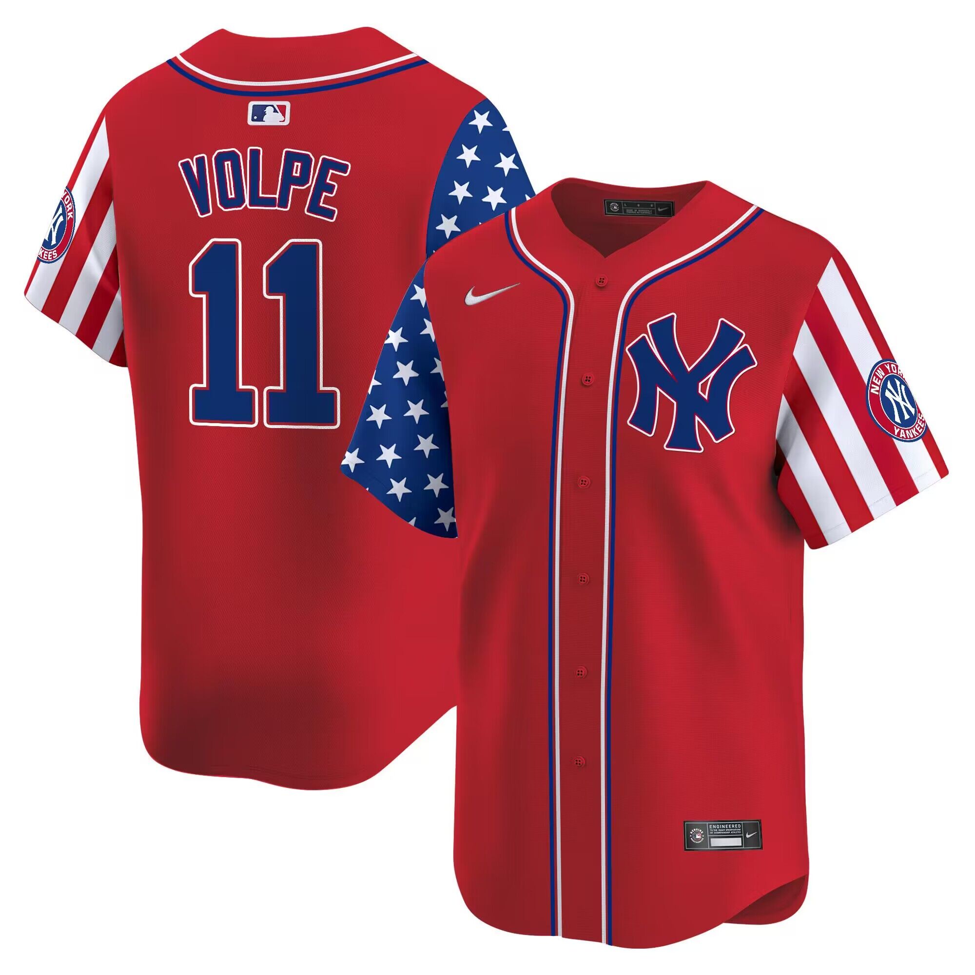 Men 2024 MLB New York Yankees #11 Volpe red stitched jerseys->new york yankees->MLB Jersey